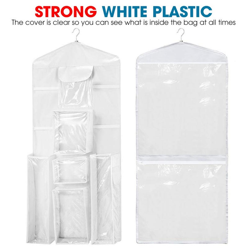 ProPik Hanging Double Sided Wrapping Paper Storage Organizer With Multiple Front And Back Pockets Organize Your Gift Wrap & Gift Bags Bows Ribbons 40â€X17" Fits 40 Inch Rolls (White) - Image 2